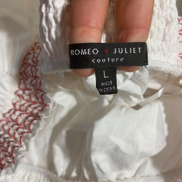 Romeo + Juliet Mexican Embroidered Off‎ the Shoulder Top Size L Boho Cottagecore - Picture 3 of 14